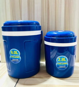 Lot de deux Glacières Grand et Petit Modèle - Capacités 6 Litres et 2,8 Litres - Bleues