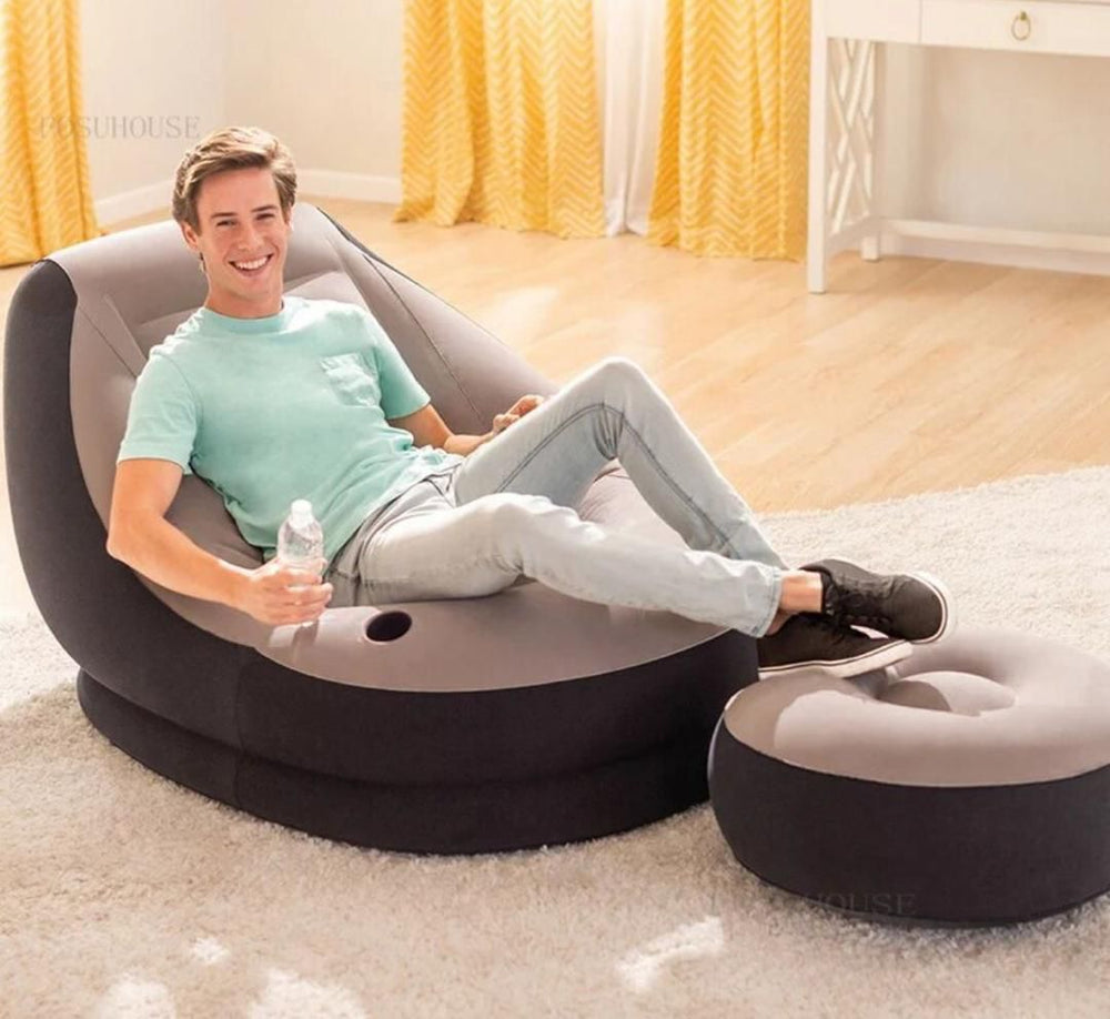 Fauteuil gonflable avec pouf ultra relaxant