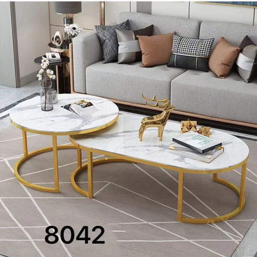 Double table basse Blanc doré détachable - Petit et grand format