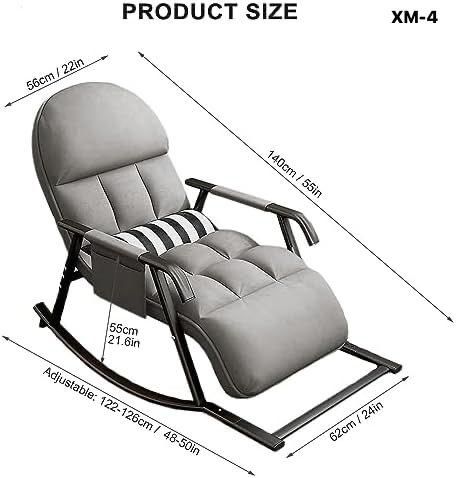 Fauteuil à bascule, avec dossier réglable sur 5 niveaux, repose-pieds, poches latérales, pour salon, chambre à coucher