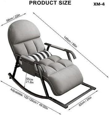 Fauteuil à bascule, avec dossier réglable sur 5 niveaux, repose-pieds, poches latérales, pour salon, chambre à coucher