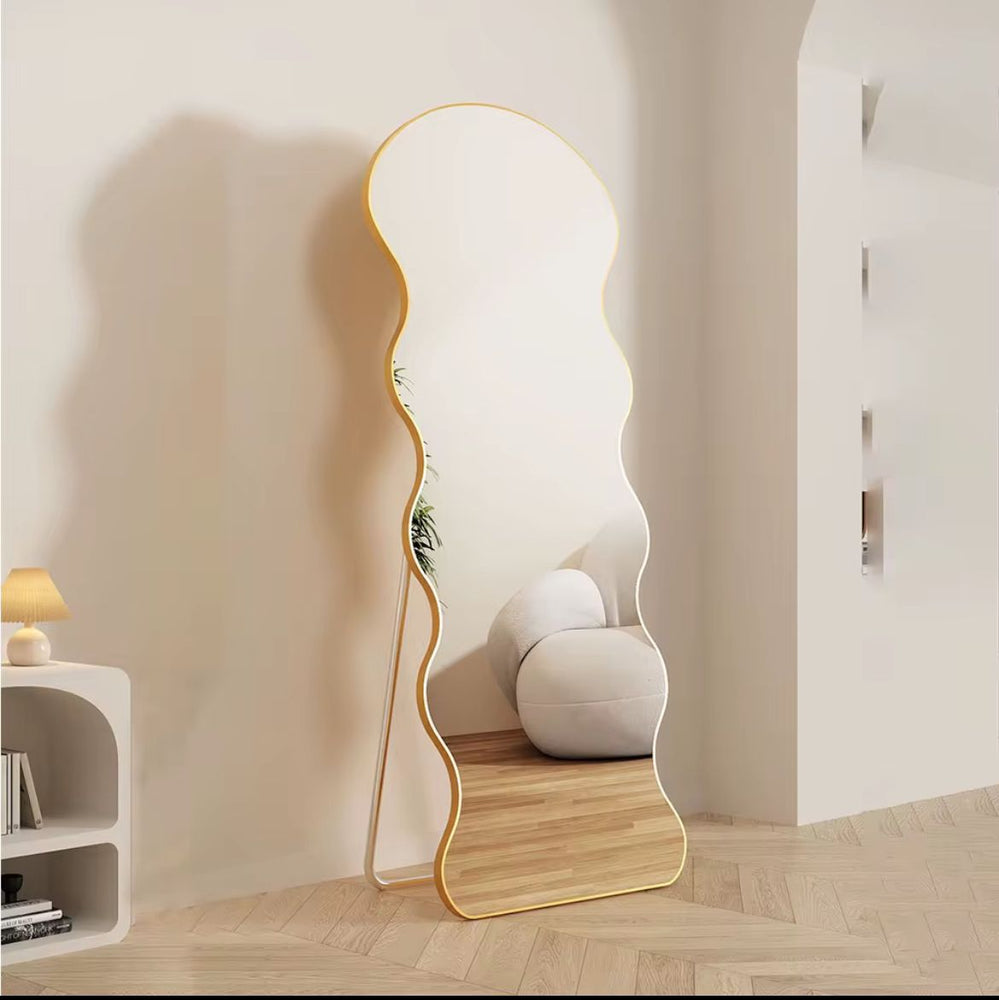 Grand Miroir Mural Ondulé Style Coréen – Élégance Moderne pour Toute la Maison