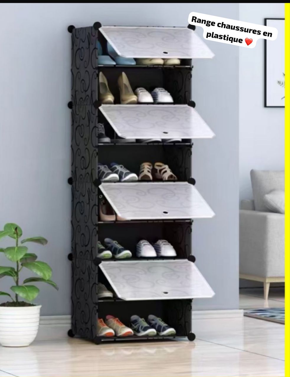 Rangement de chaussures en plastique - 16 paires