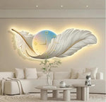 Décoration murale lumineuse 3D en forme de plume avec horloge intégrée