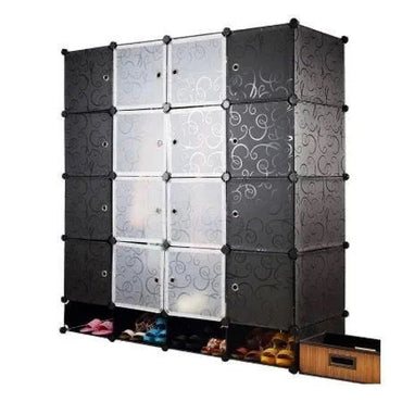 Armoire en plastique 4 battants avec range-chaussures