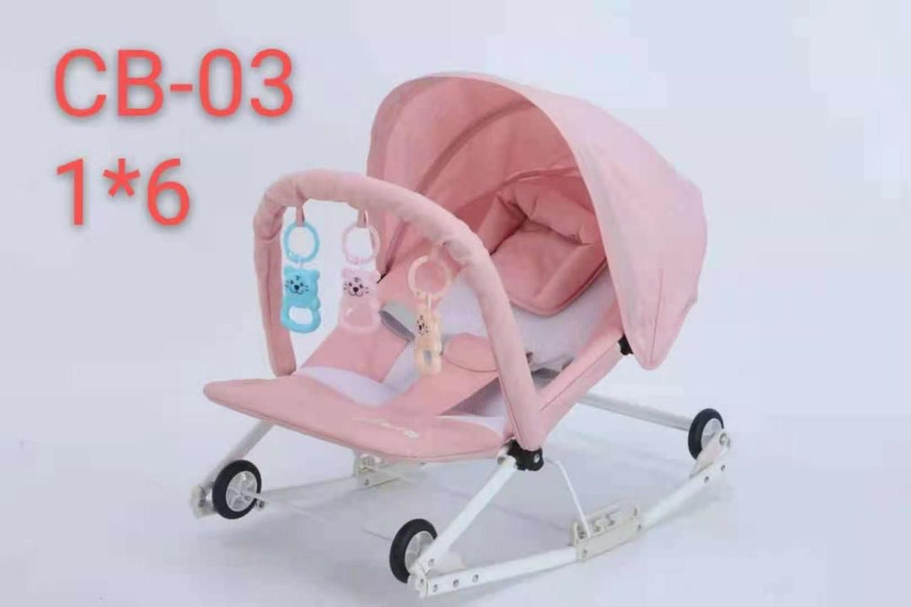 Transat Pliable avec Roues, Chaise à Bascule pour Bébé