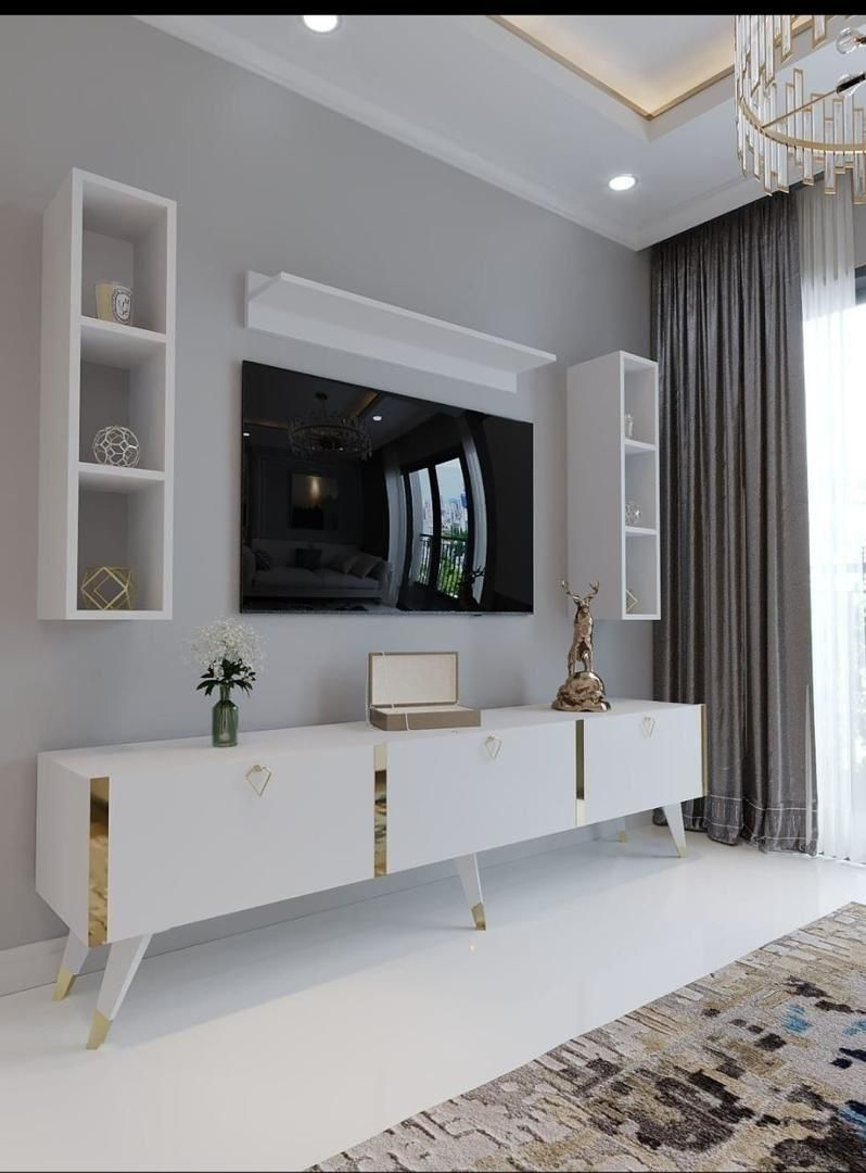 Table TV 4 pièces blanche