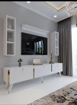 Table TV 4 pièces blanche