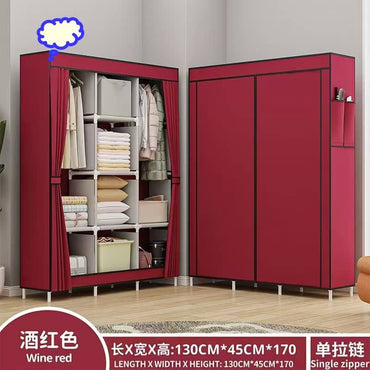 Armoire en tissu - 3 Battants - Rouge Bordeaux