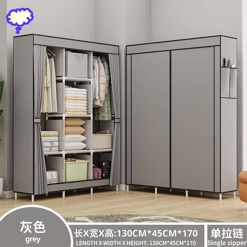 Armoire en tissu - 3 Battants - Gris